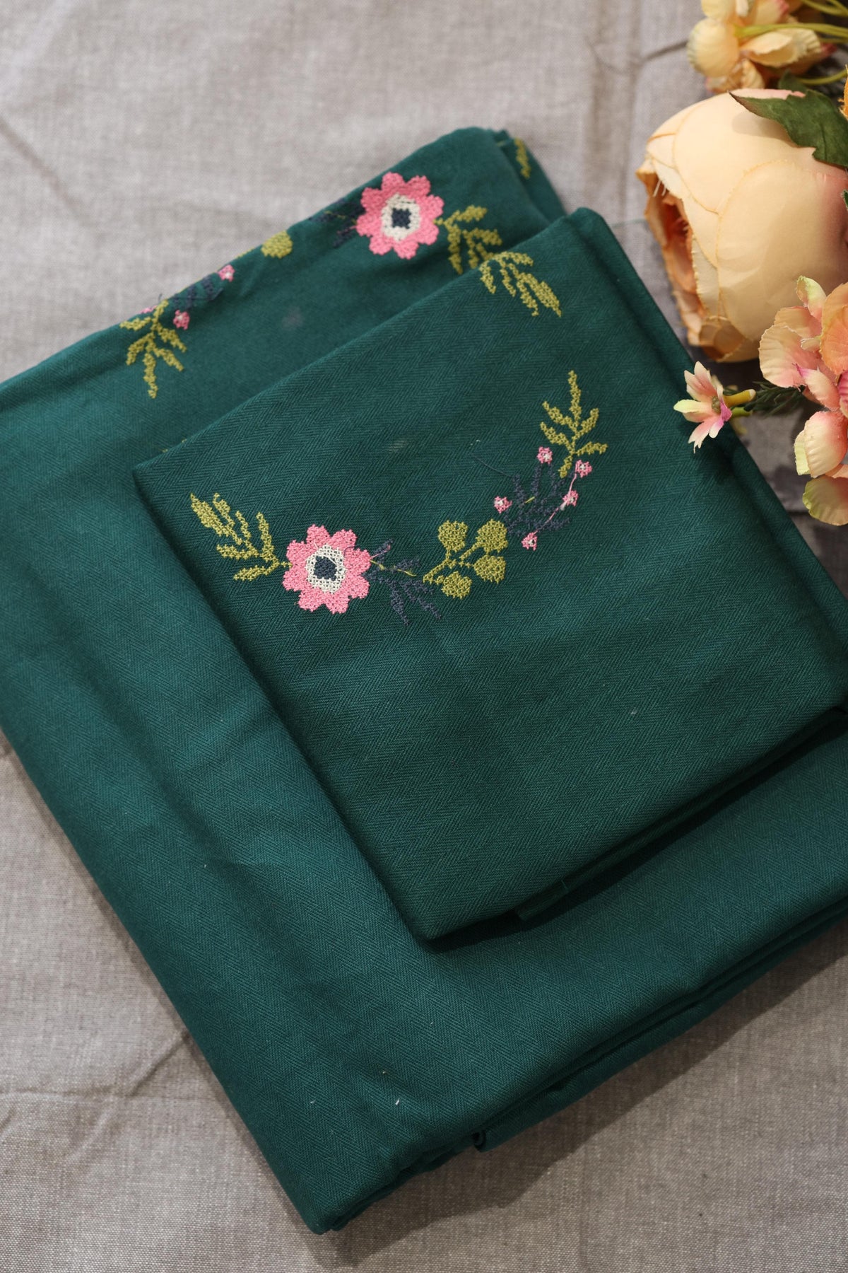 Bedsheets - Single Cross stitch embroidery bedsheets