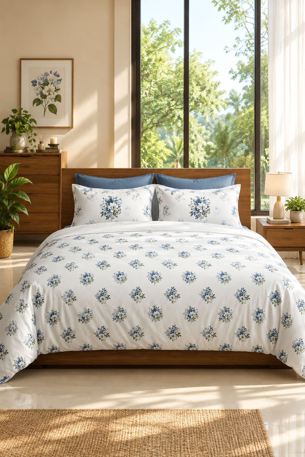 Bedsheets - King premium soft cotton bedsheet Digital Print DD(Vatika)