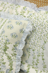 Bedsheets - Premium Queen floral printed lace bedsheet with cushion covers bud