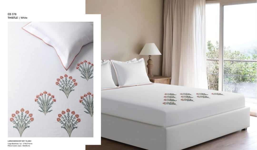 Bedsheets - King Premium machine embroidery bedsheets Sansaar : Saembro (Ench)