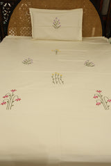 Bedsheets - single premium machine embroidery White bedsheets
