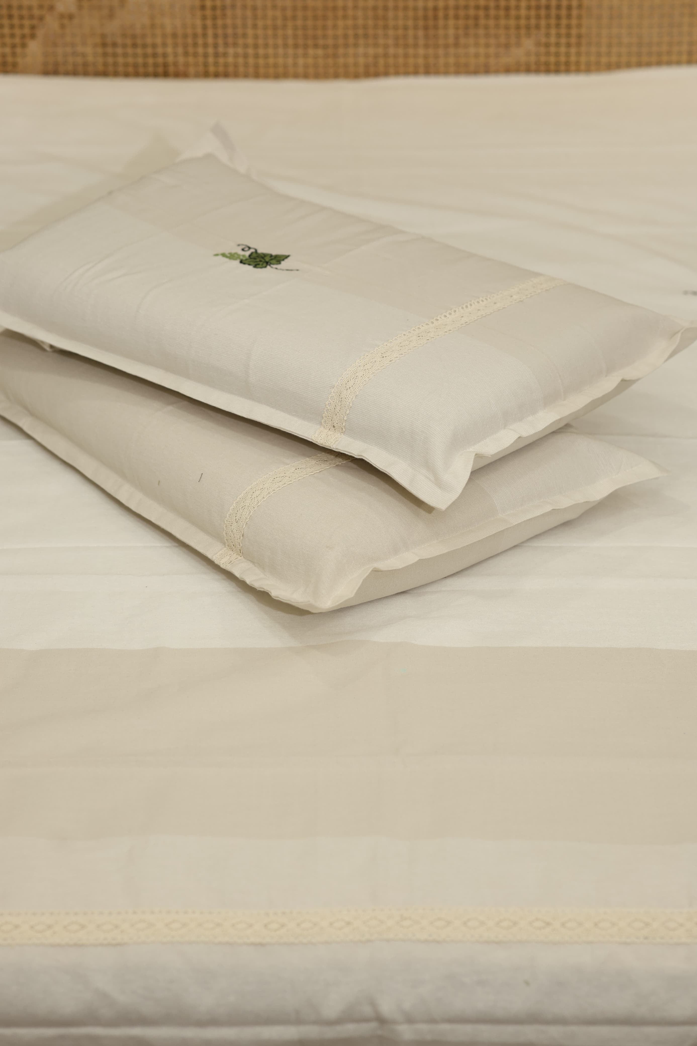 Vine Embroidery Cotton Double Bedsheet Set