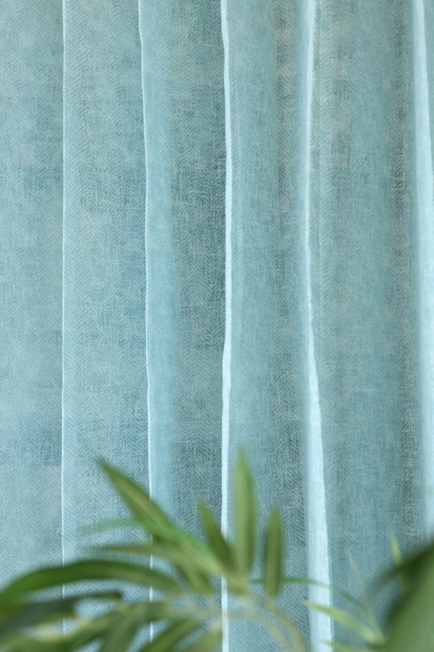 Amethyst Sheer Curtain – Semi Transparent Herringbone print