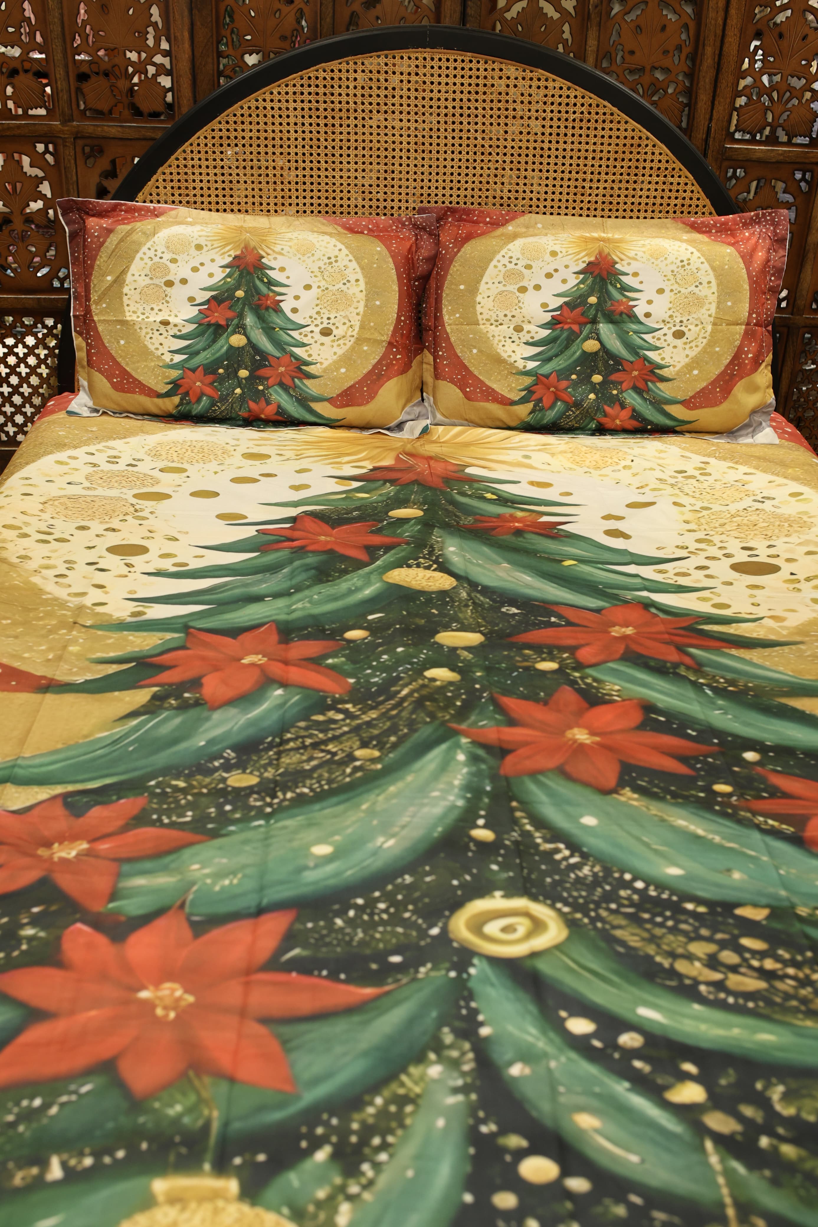 Christmas 7D Panel Print King Size Bedsheet Set - Xmas edition