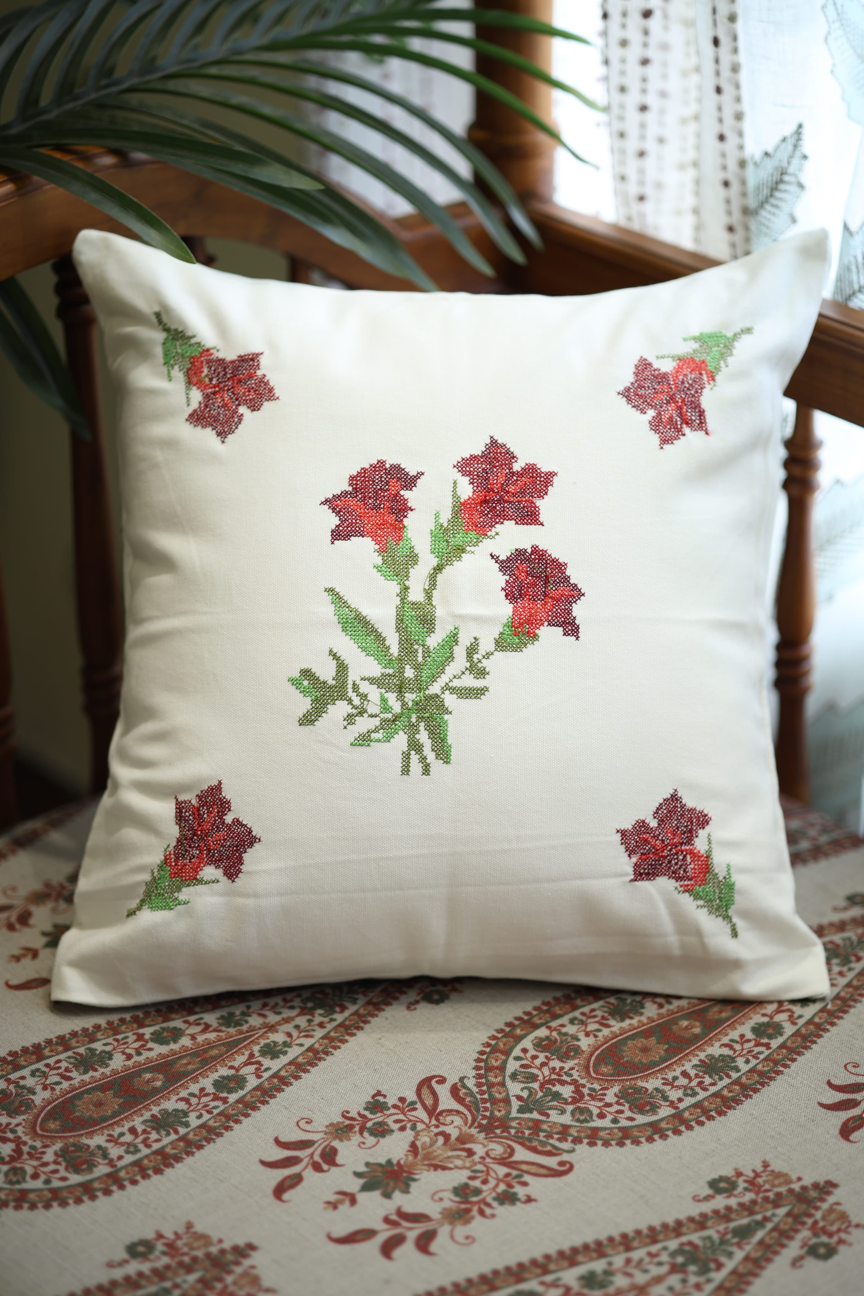 Cushion covers - 16*16 inches cross stitch embroidery