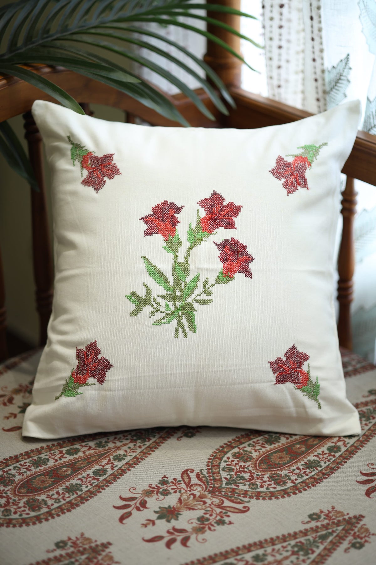 Cushion covers - 16*16 inches cross stitch embroidery