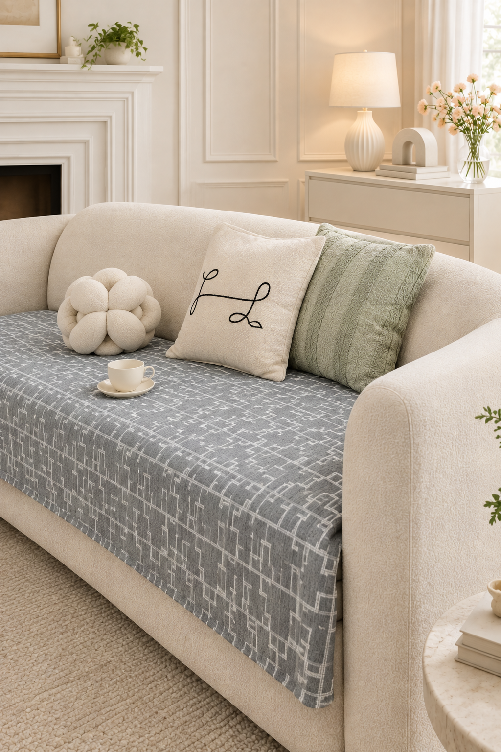 Sofa protector ( meter per) description 𝗔𝗻𝘁𝗶 𝗦𝗸𝗶𝗱(light slate gray)