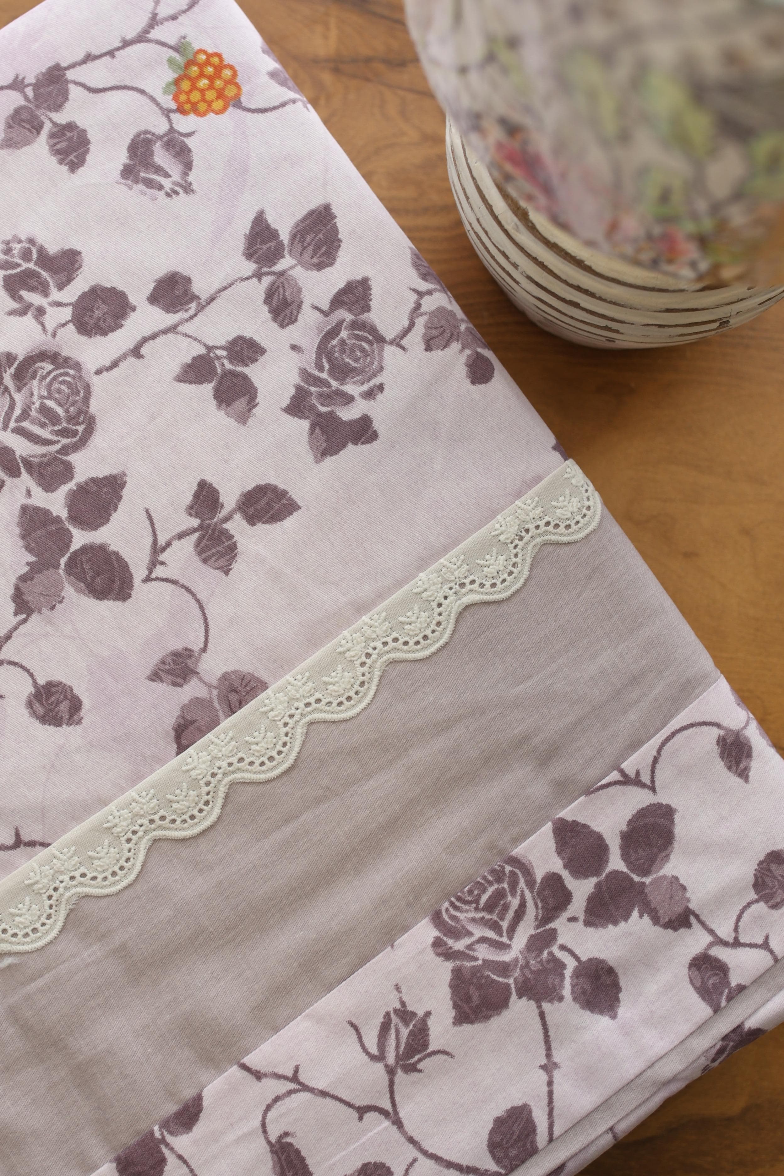 Bedsheets - Premium King cotton lace bedsheets majestic