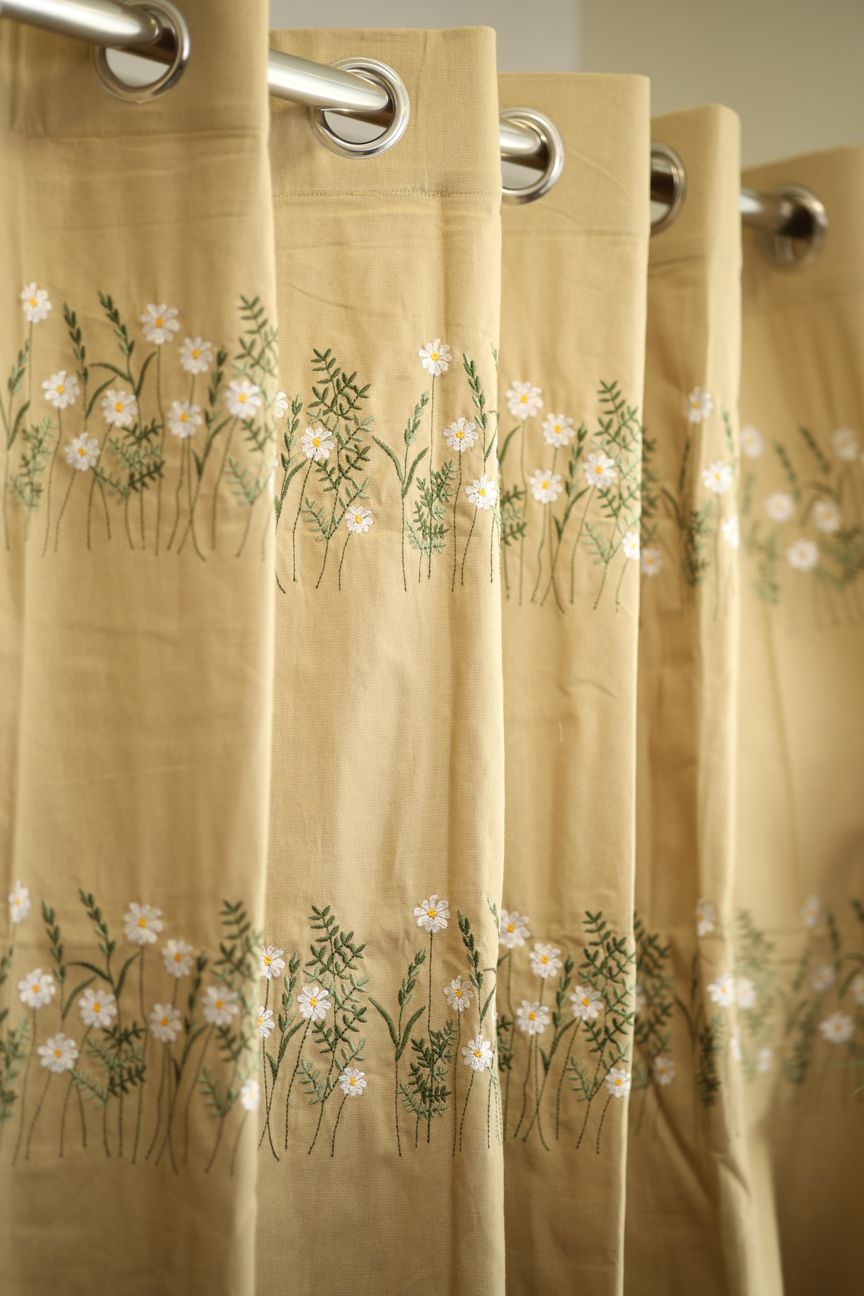 Curtains - Floral embroidery opaque curtains Golden Meadow Curtains