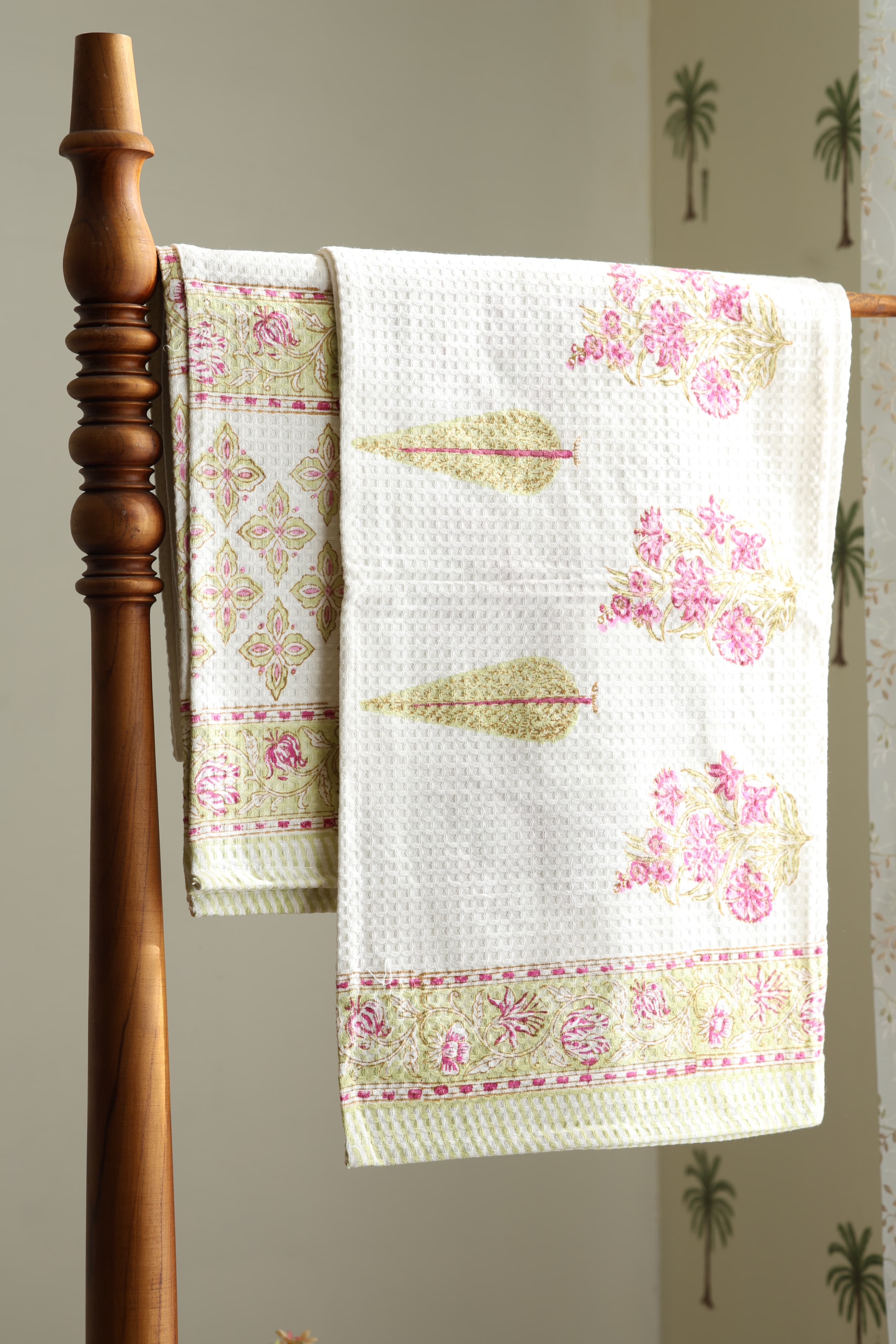 Towels - Waffle Handblock print Towel Set