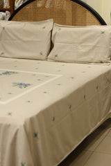 Premium Cross stitch Embroidery Cotton King Size Bedspread Set