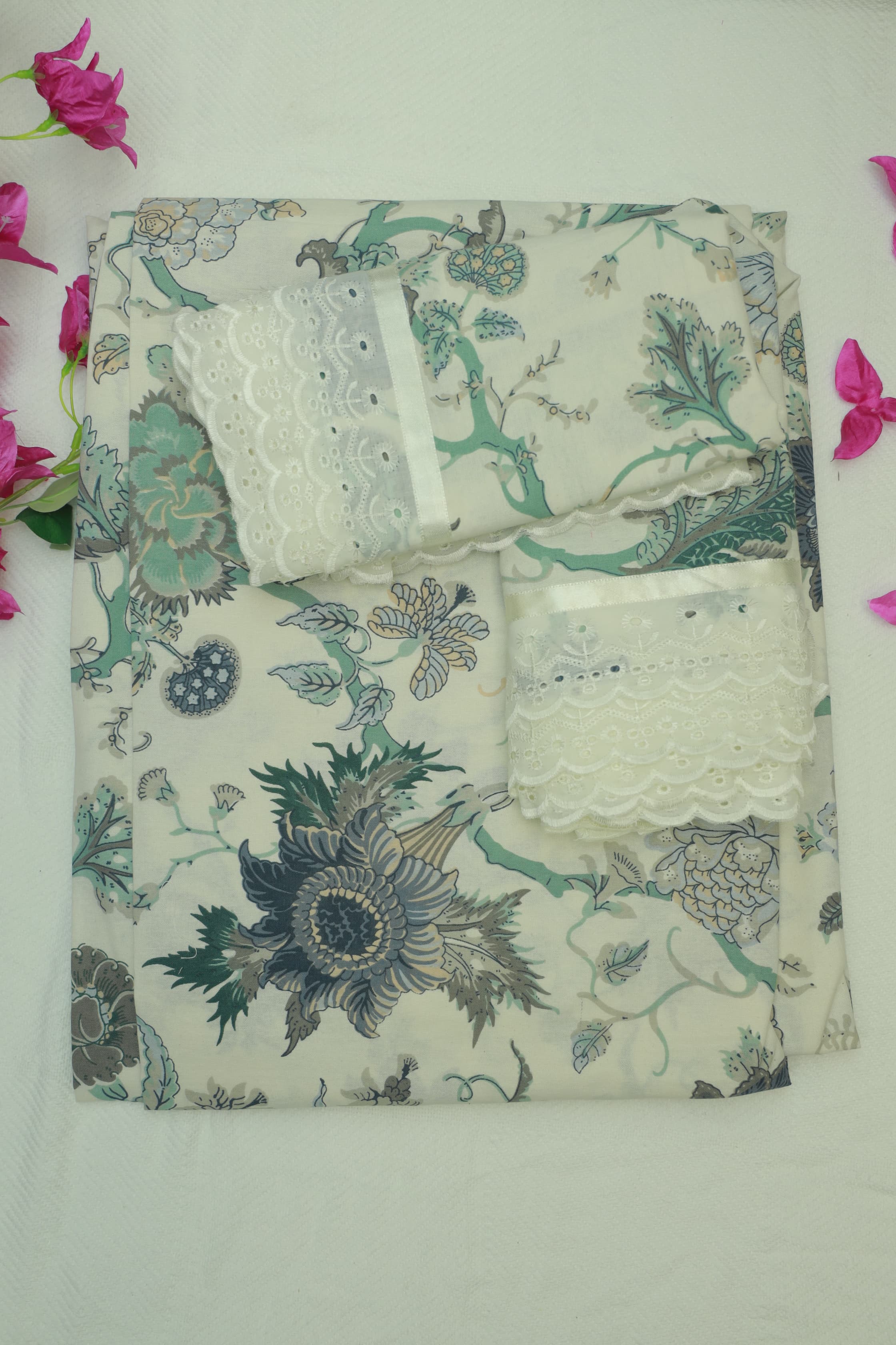 Bedsheets-King anokhi printed lace bedsheets