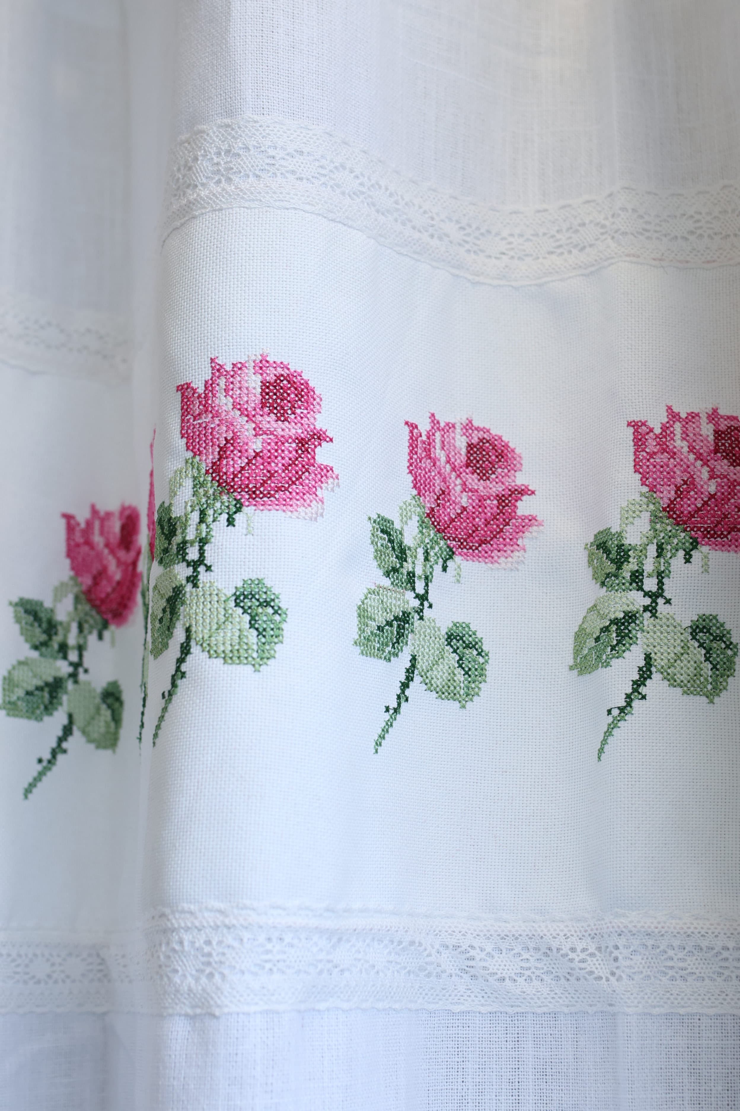Curtains - Premium Cross Stitch Embroidery Opaque Curtain Charlotte Rose curtains