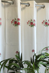 Curtains-Cross stitch embroidery curtains off white base clearance sale