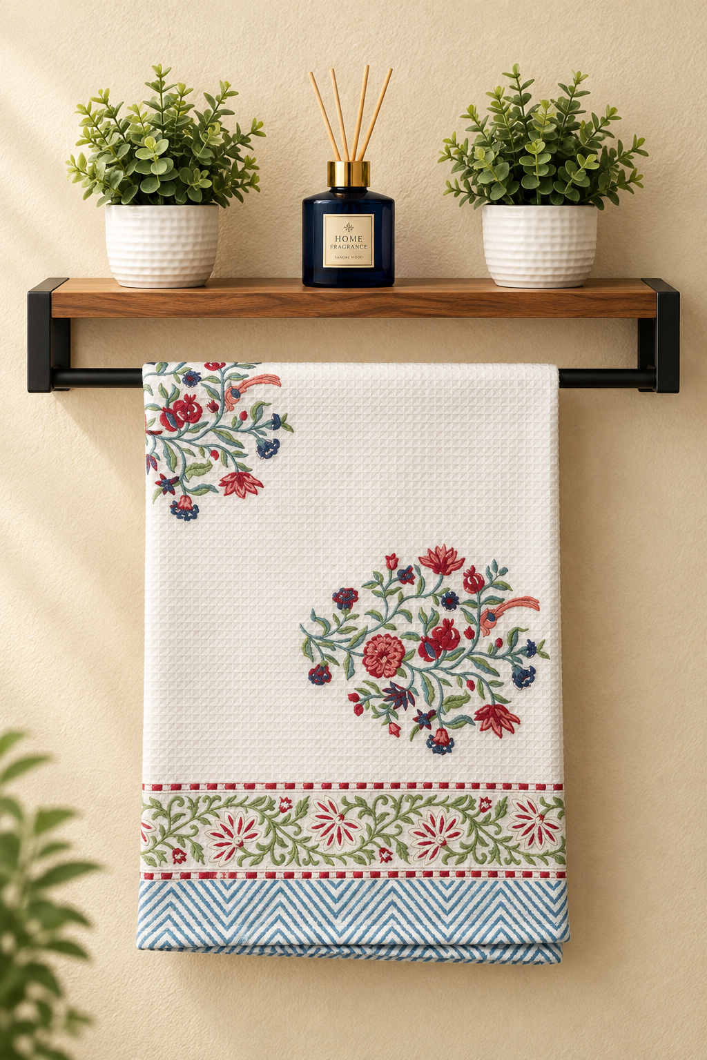 Towels - Waffle Handblock print Towel Set