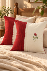 Cushion covers - Rose  Cross stitch embroidery - Xmas edition