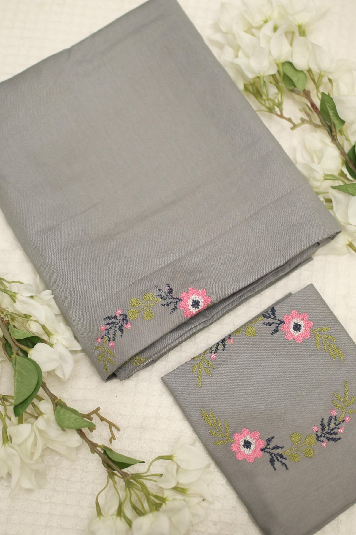 Bedsheets - Single Cross stitch embroidered bedsheets