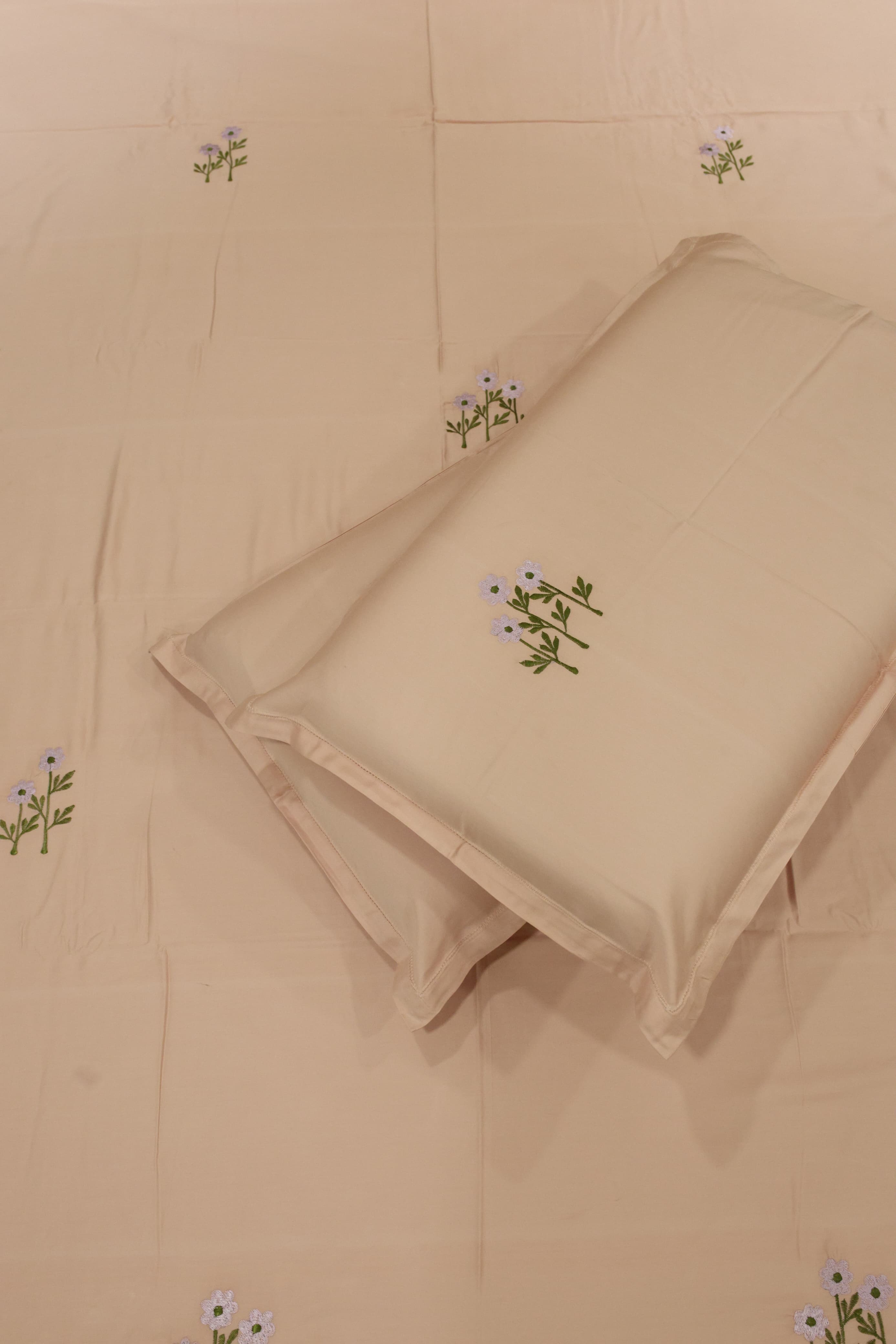 King Size Premium Machine Embroidery Bedsheet Set with 2 Pillow Covers (108x108")