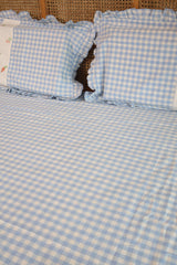 Bedsheets - King Premium check floral embroidery bedsheet