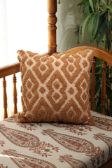 Rust Brown Geometric Tufted Cushion Cover