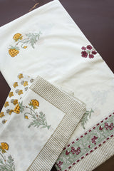 Bedsheets - King percale cotton handblock soft lily  bedsheets