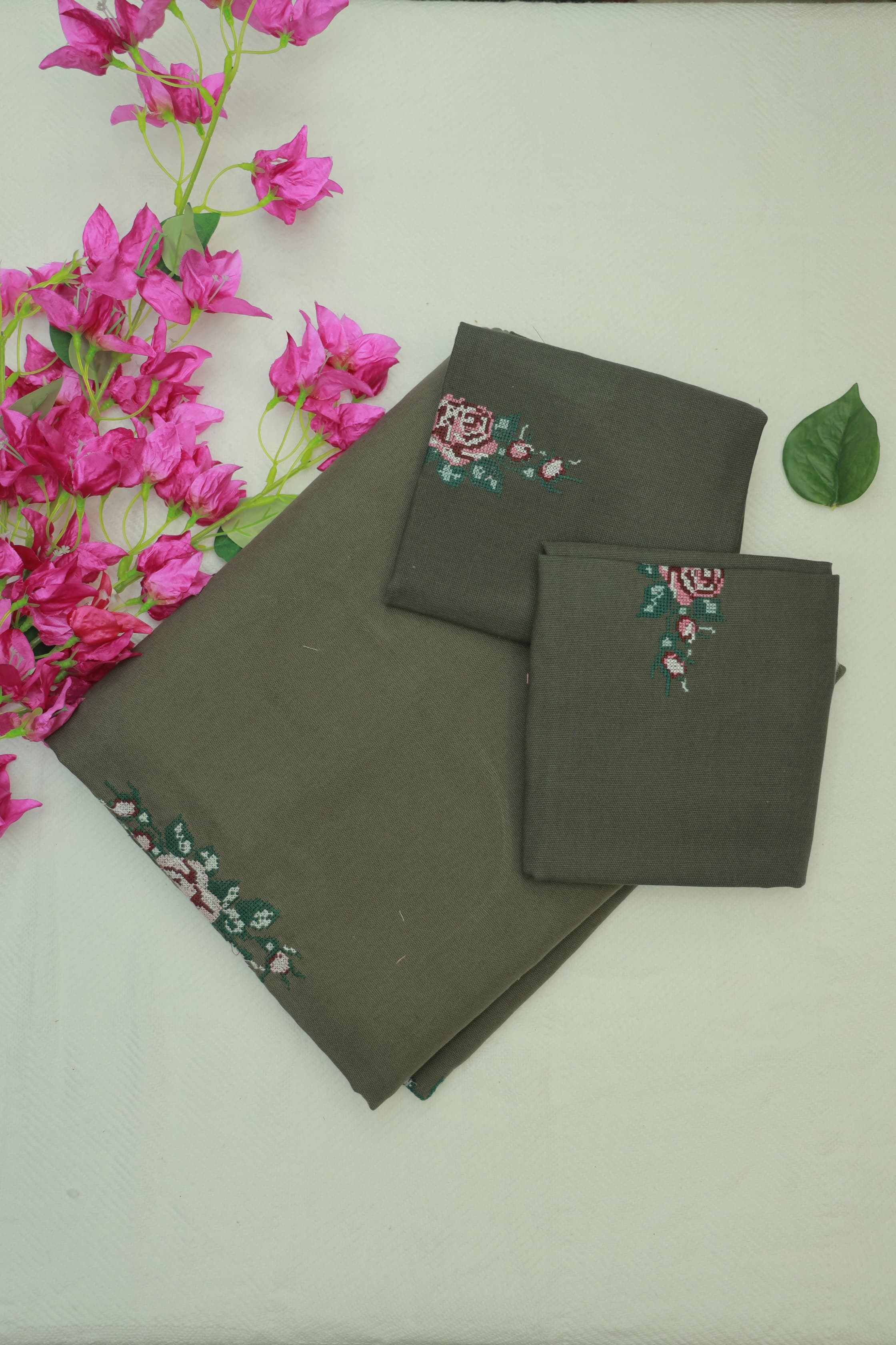 Bedsheets - Queen cross stitch embroidered bedsheets