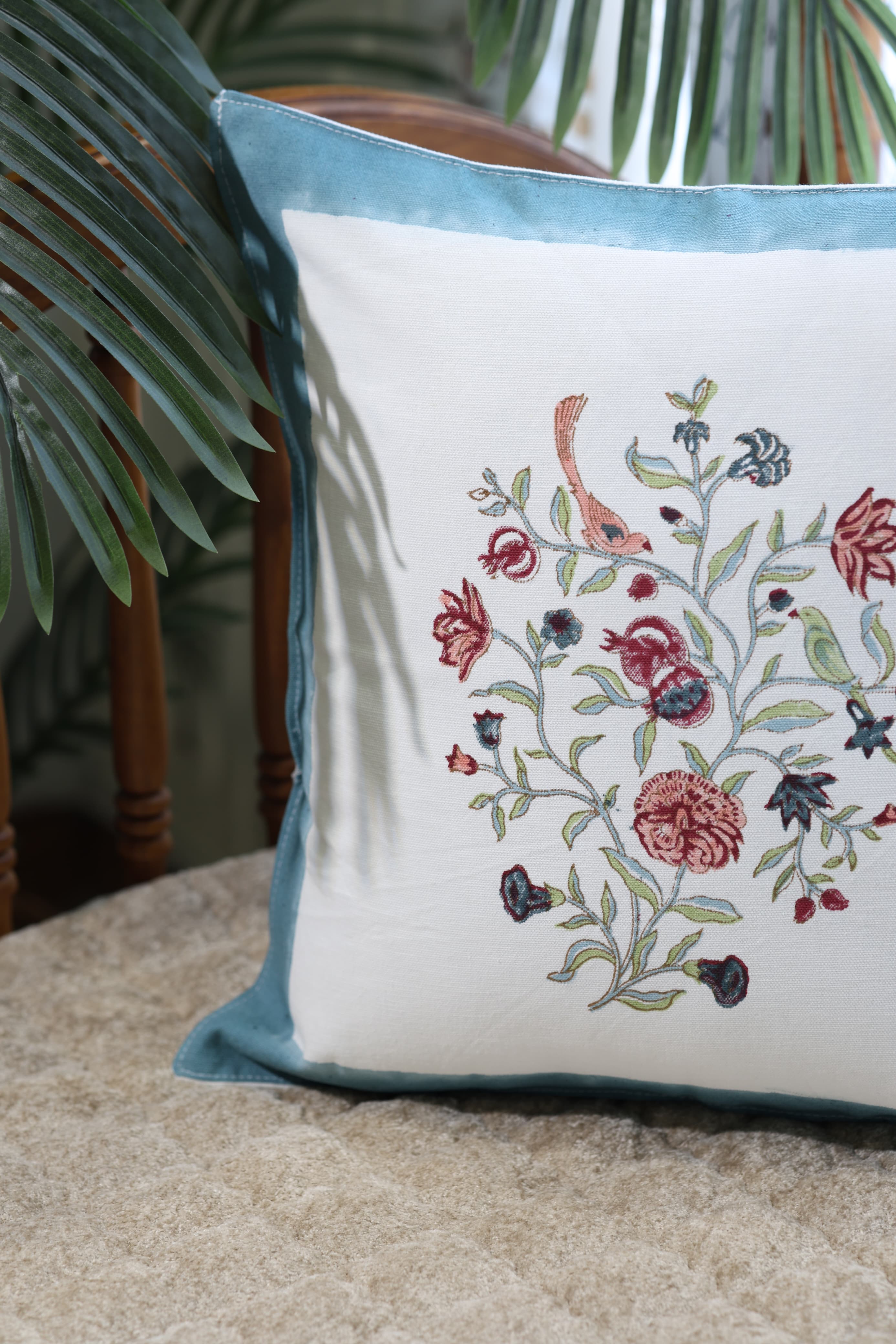 Handblock cushion cover 16×16 inches
