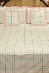 Bedsheets - Premium king floral printed lace bedsheet with cushion covers bud