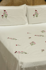 King Size Premium Machine Embroidery Bedsheet Set with 2 Pillow Covers (108x108")