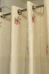 Curtains - Cross stitch embroidery opaque curtains lattice rose Prebooking