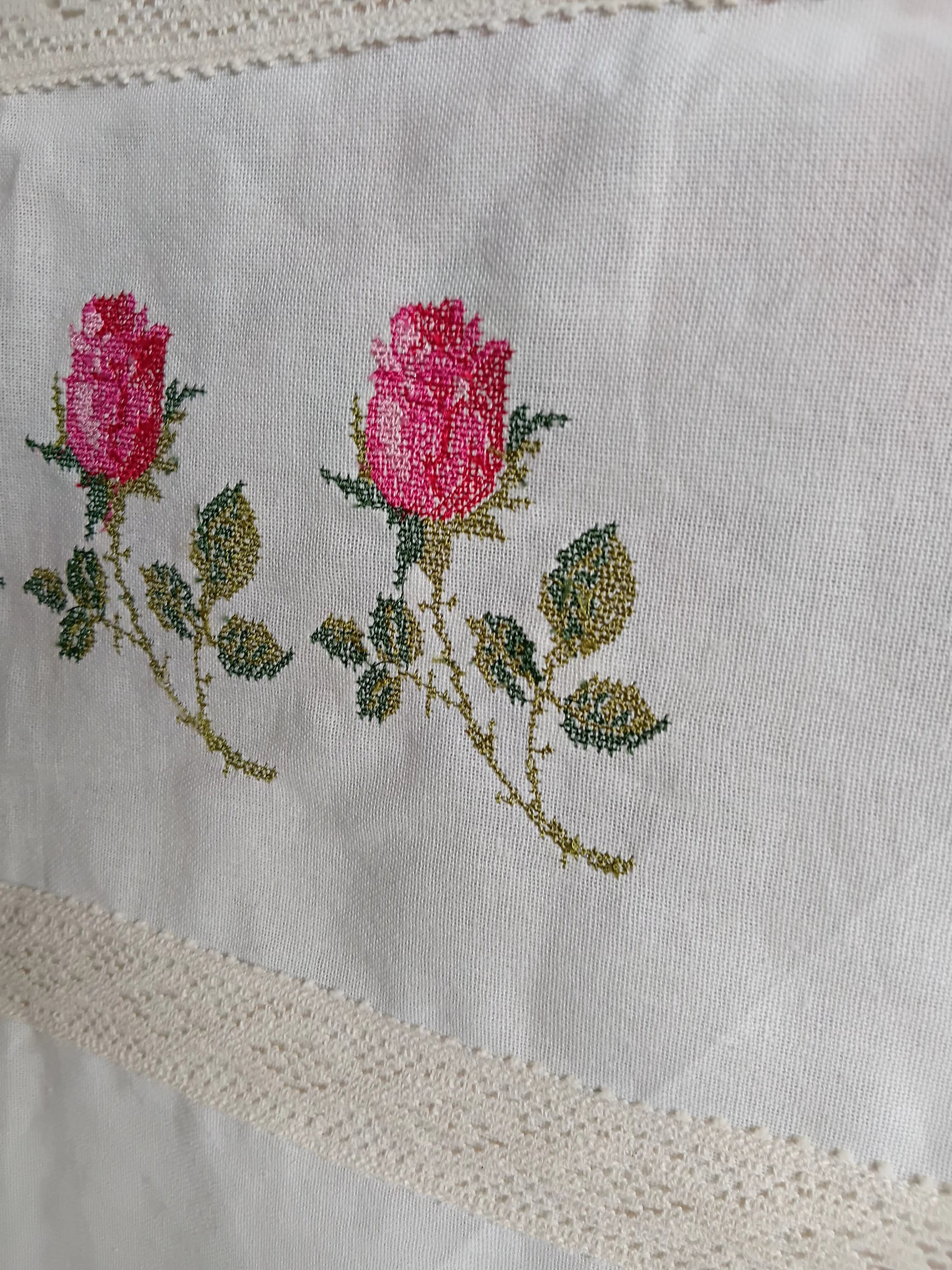 Floral Cross Stitch Embroidered Sofa Back / chair back Cover Set 3+2
