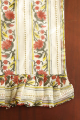 Onam Handblock Table Runner with Ruffled Edges - 4 seater