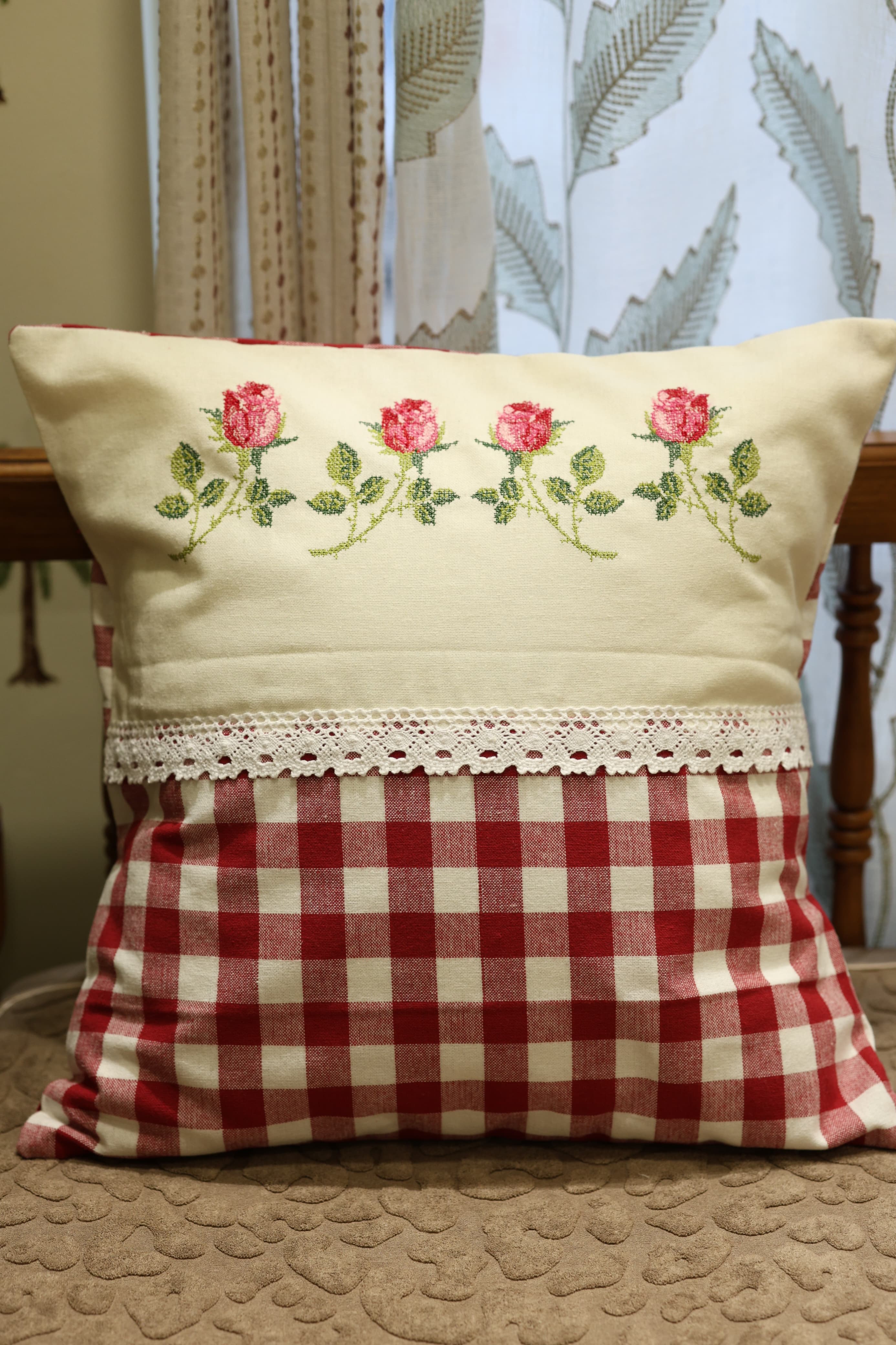 Cushion covers - 16*16 inches cross stitch embroidery