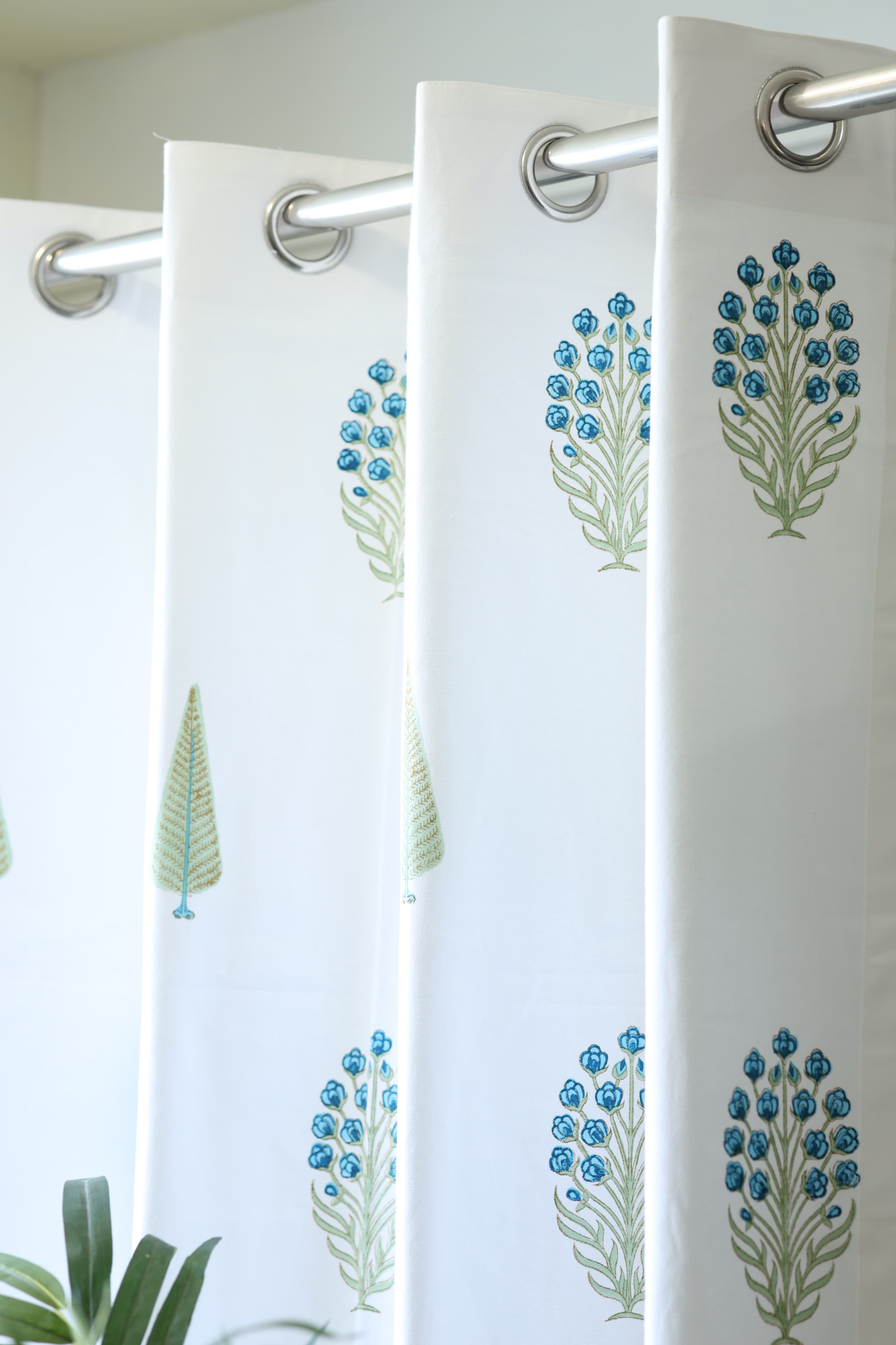 Curtains - Handblock printed curtains white base