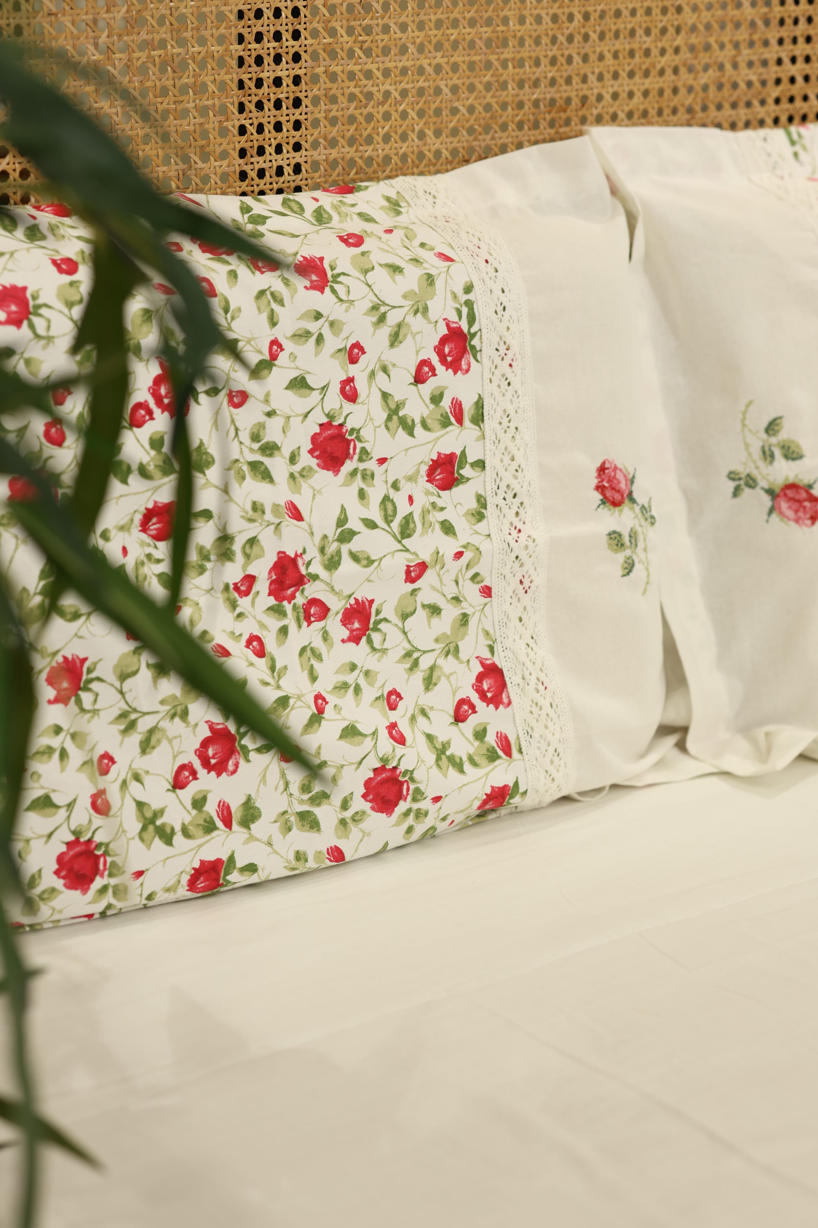 Premium Cross stitch Embroidery Cotton King Size Bedspread Set Cottage collections 1