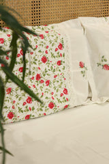 Premium Cross stitch Embroidery Cotton King Size Bedspread Set Cottage collections 1