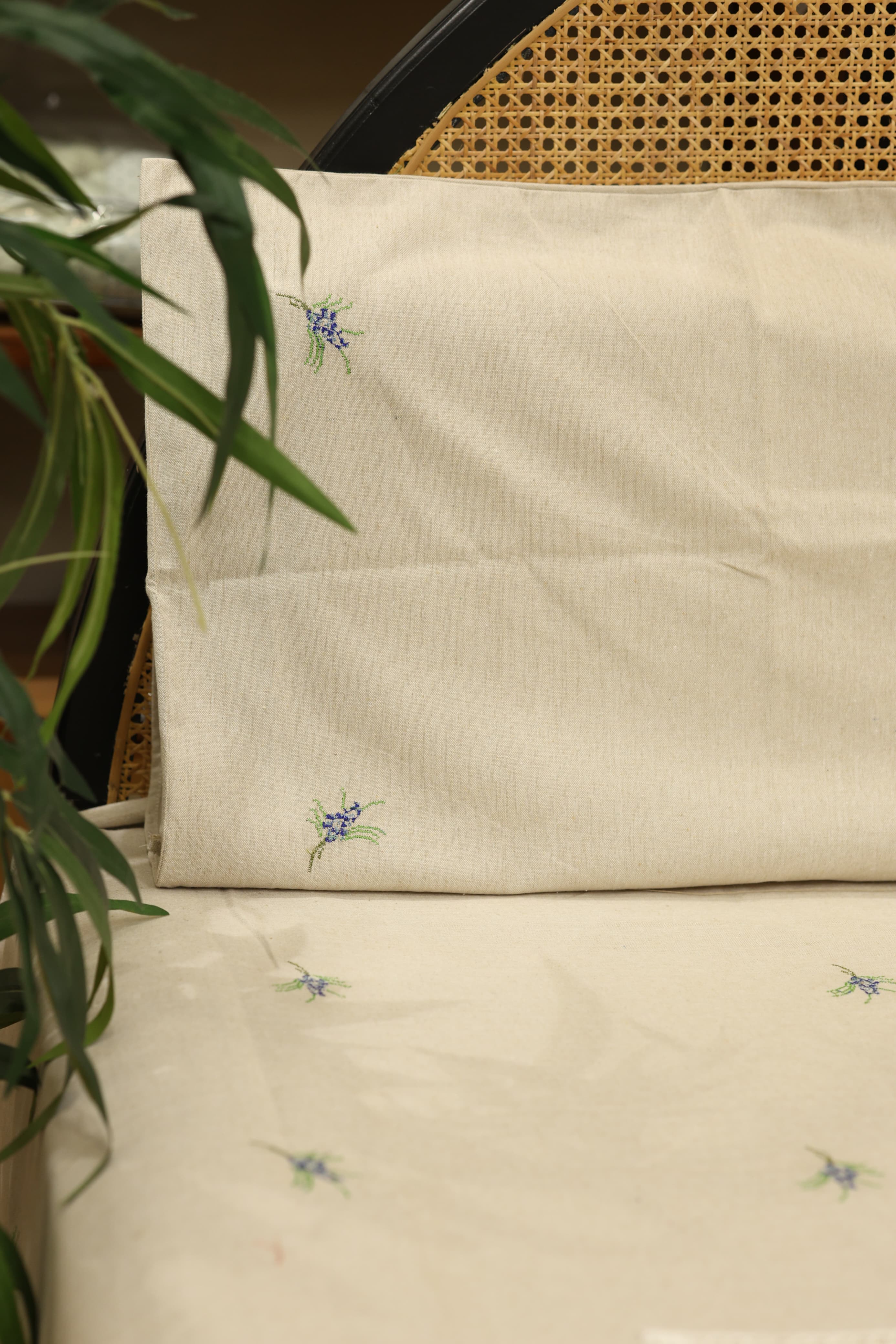 Premium Cross stitch Embroidery Cotton King Size Bedspread Set