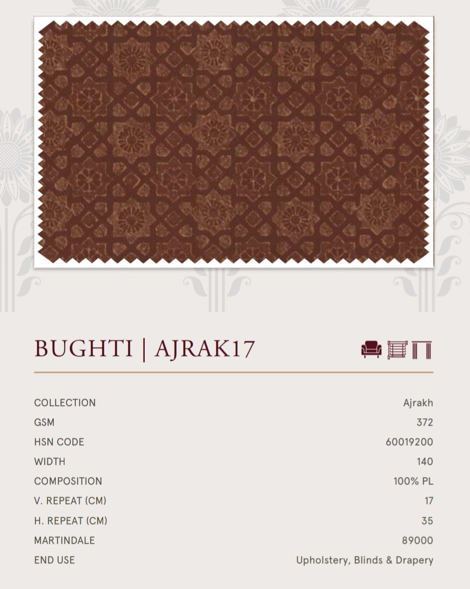 Upholstery fabrics -Ajrakh(Bughti)