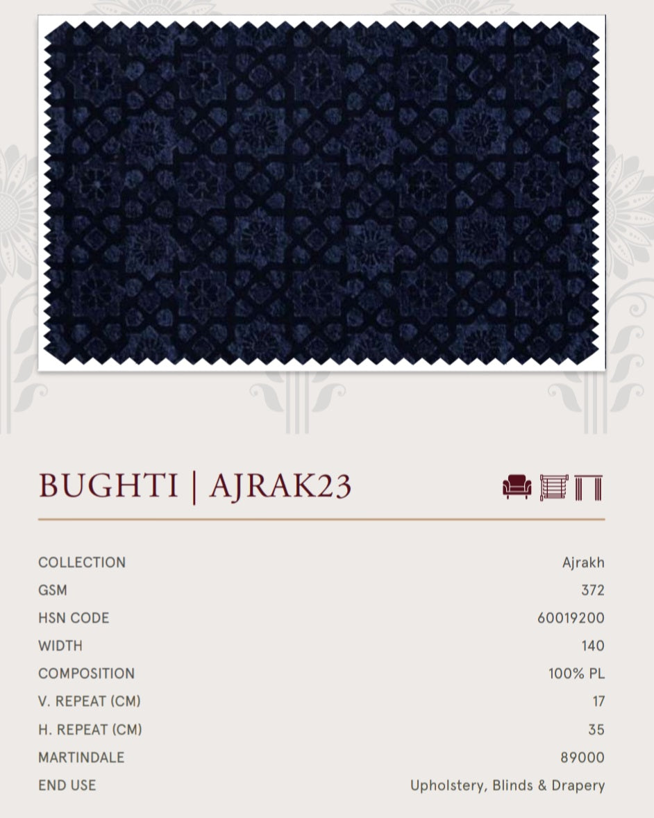 Upholstery fabrics -Ajrakh(Bughti)