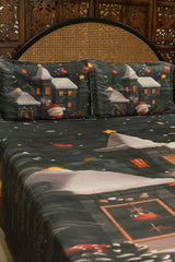 Christmas 7D Panel Print King Size Bedsheet Set - Xmas edition