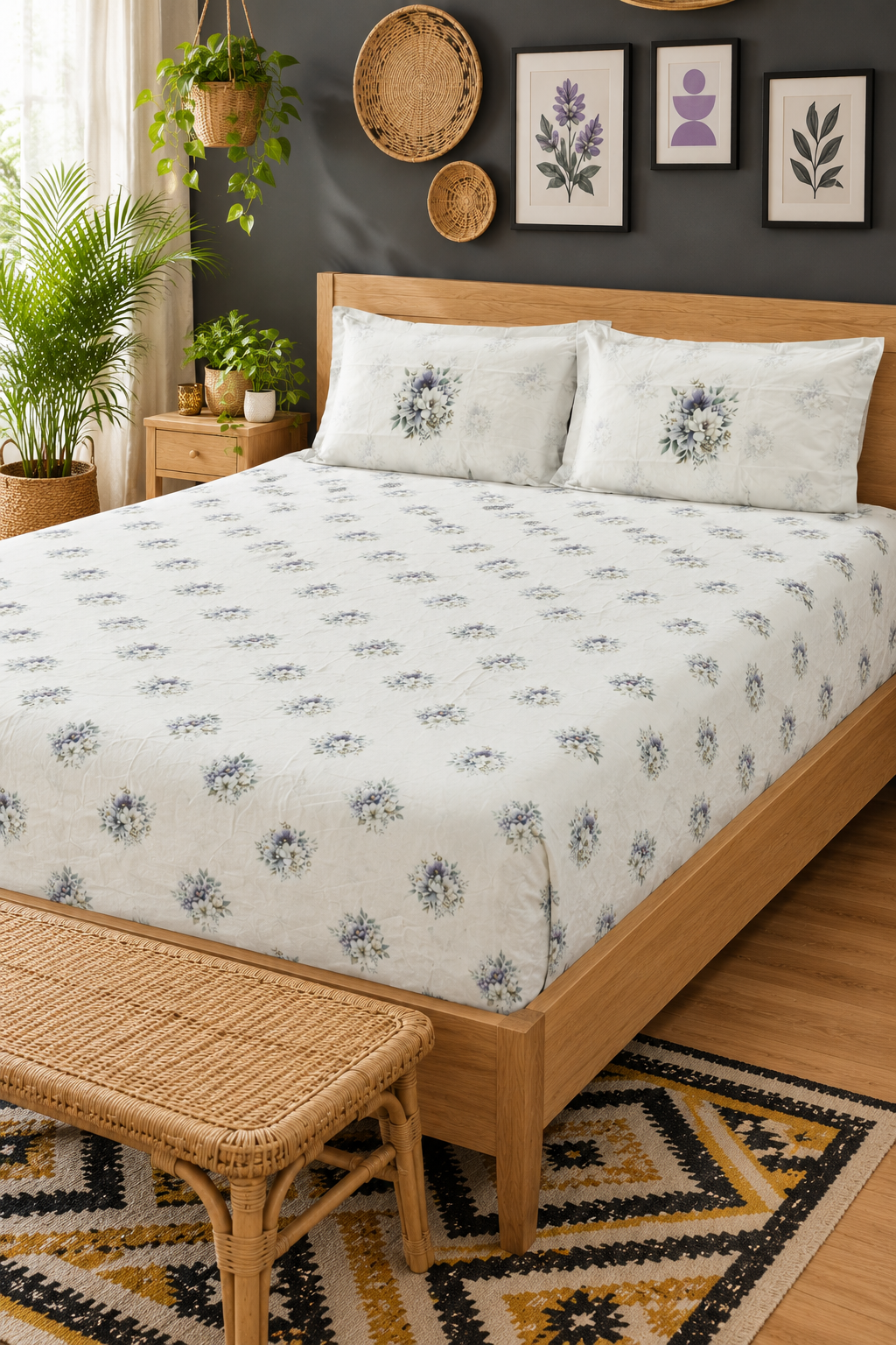 Bedsheets - King premium soft cotton bedsheet Digital Print DD   VATIKA