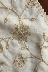 Gold Embroidered Floral 6 seater Table Runner Lace Border