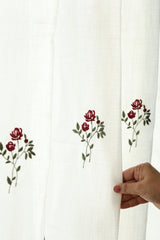 Curtains - Embroidery Semi transparent curtains LINEN ROSE ( off white base)