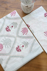 Bedsheets - Premium Super King white lily percale cotton bedsheets