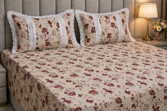 Bedsheets - Queen soft cotton lace bedsheets flora & lace