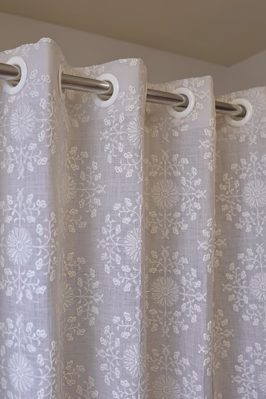 Curtains - Premium embroidery designer curtains semi Transparent/sheer vedic prebooking