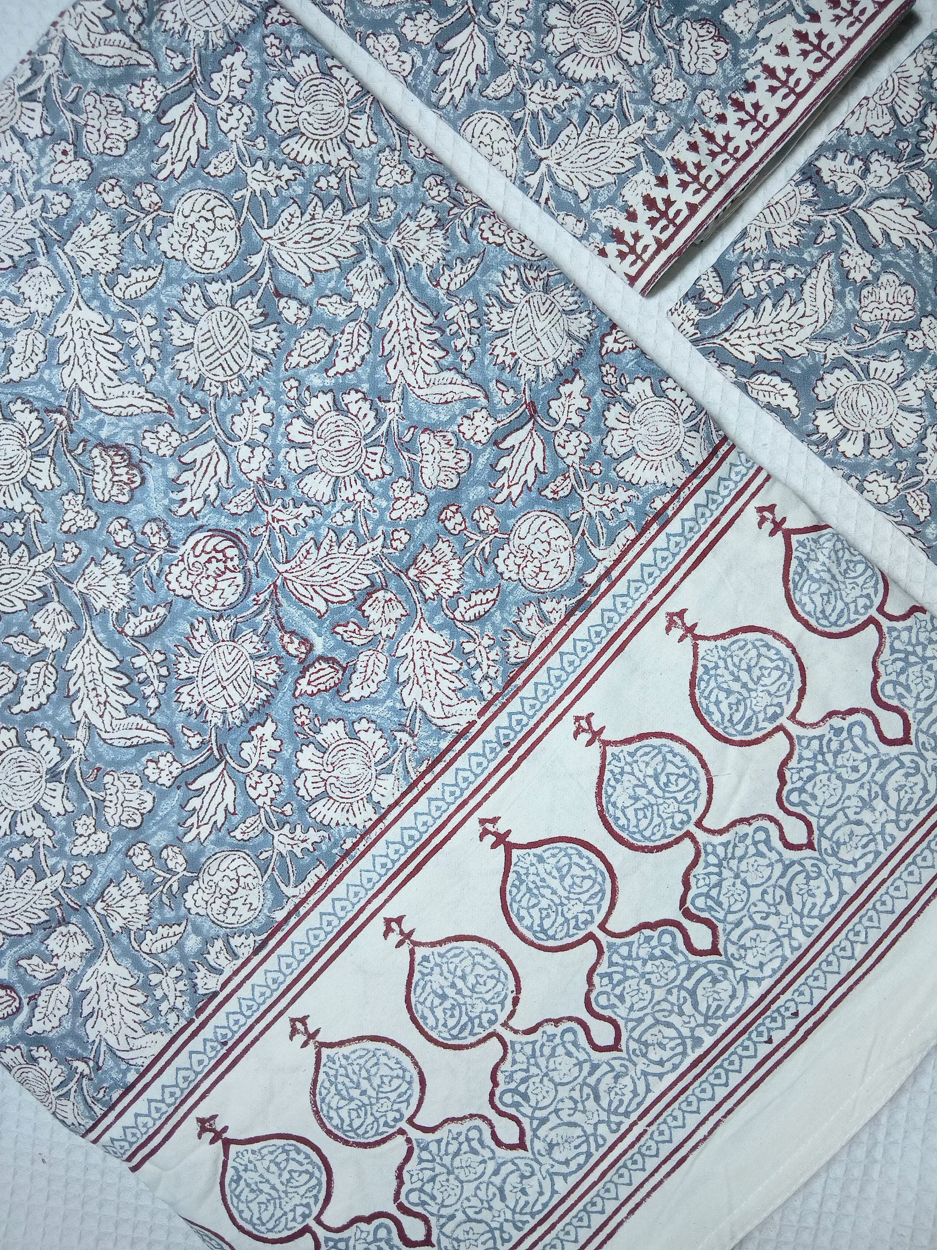 Bedsheets - Super king Mugal premium handblock cotton bedsheets