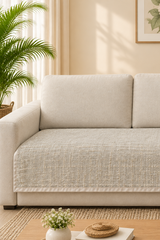 Sofa protector ( meter per) description embroidery(Colour: Sandstone)