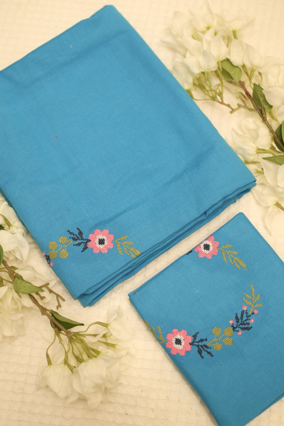 Bedsheets - Single Cross stitch embroidered bedsheets