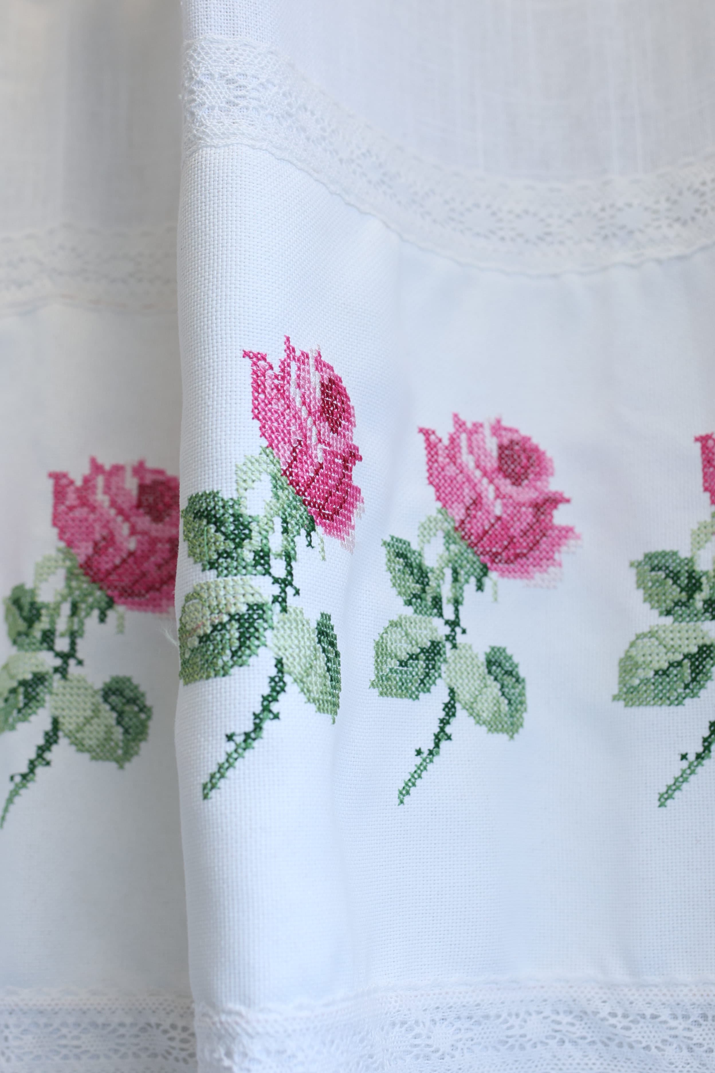 Curtains - Premium Cross Stitch Embroidery Opaque Curtain Charlotte Rose curtains